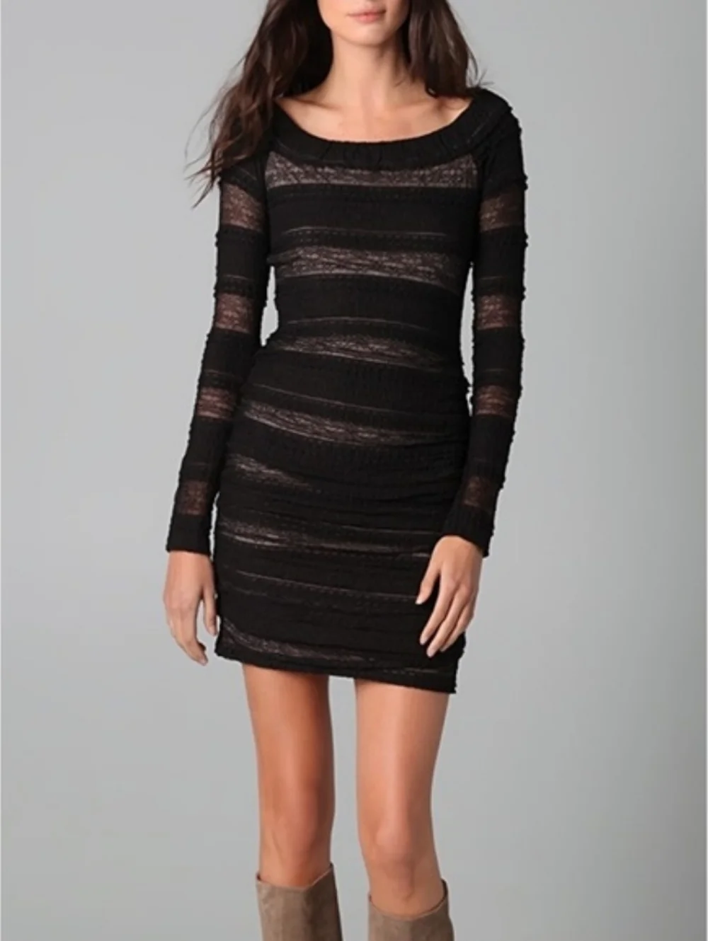bcbg black ruched dress BCBG MAXAZRIA Winnie Black Combo Ruched Mesh Mini